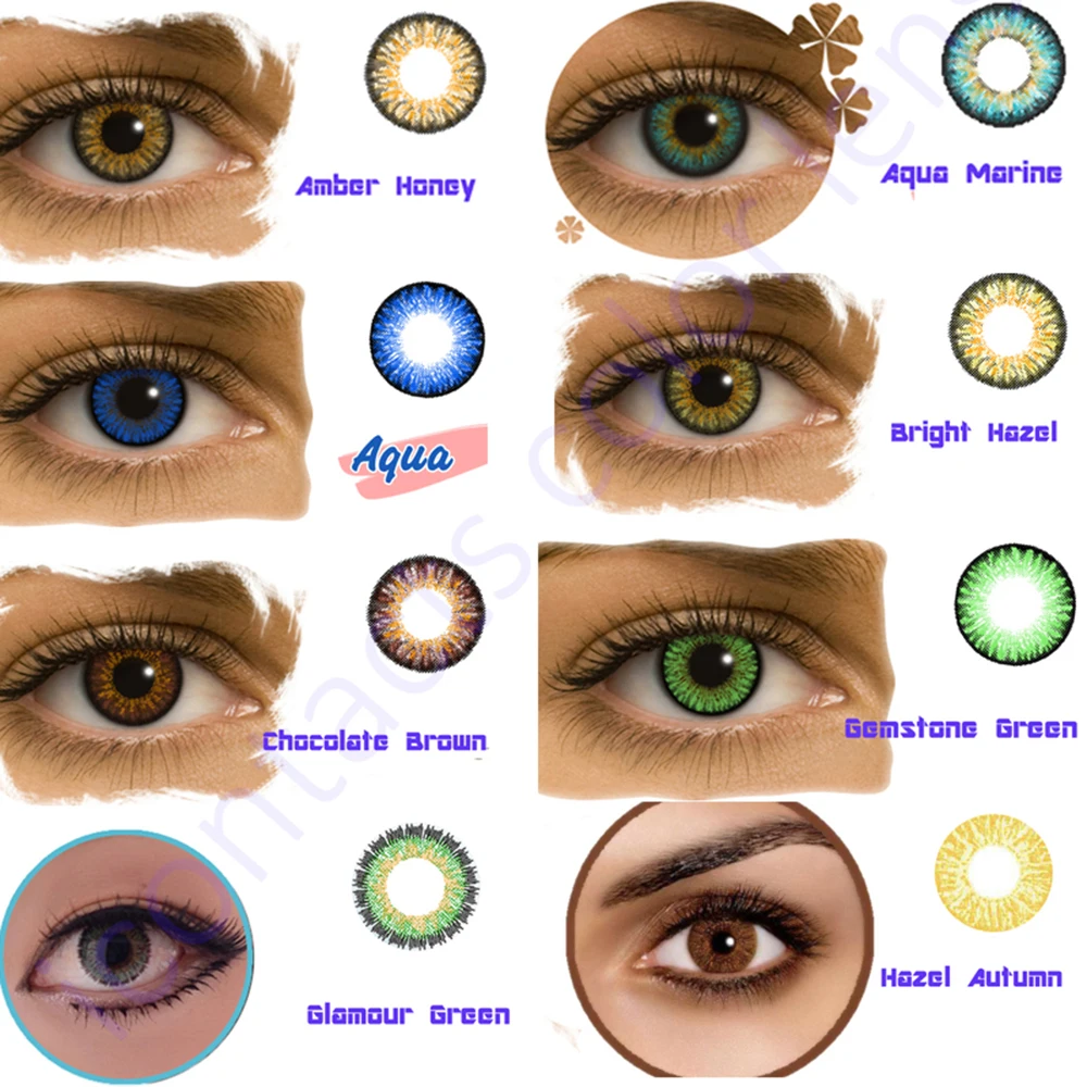 

freeshipping cheap price 60 pieces = 30 pairs cosmetic 18 colors color box aqua color contact lens hollywood eye contact lens, 17 colors