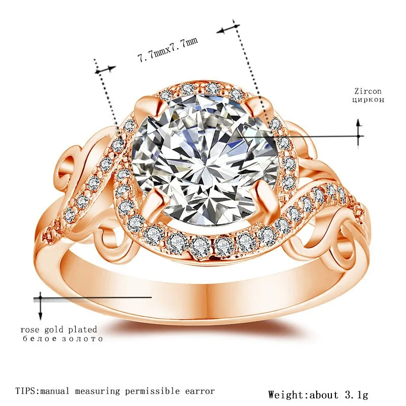 Wholesale Gold Jewelry White Diamond Drill Bit Engagement Ring Women