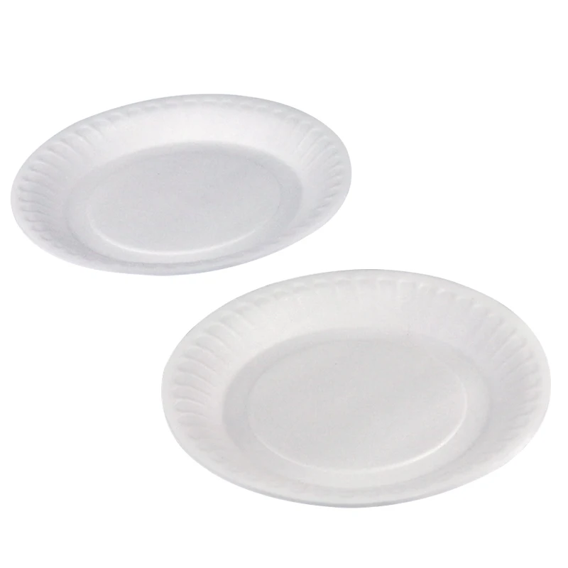 

wholesale 8 inch Disposable ps food grade plastic foam large plastic round tray party plate wedding and salad packaging, White color