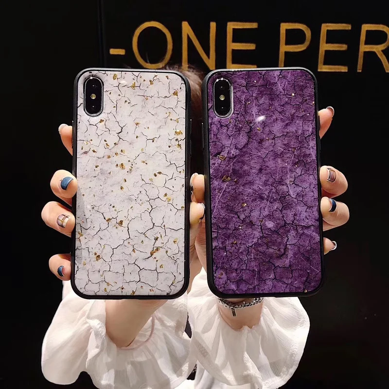 

Luxury Gold Foil Crack Marble Phone Case For iPhone X XS Max XR Soft TPU Cover For 7 8 6 6s Plus 5 Glitter Case Coque