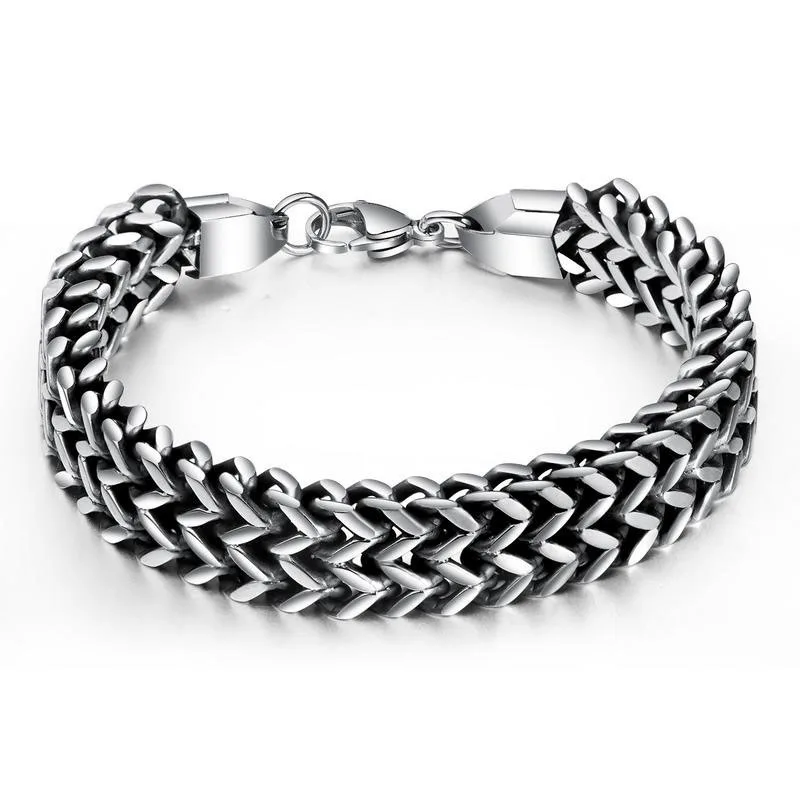 

Fashion mens vintage stainless steel wheat chain bracelet