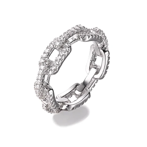 

Gemnel dainty 925 Sterling silver jewelry Diamond-wrapped twist chain ring