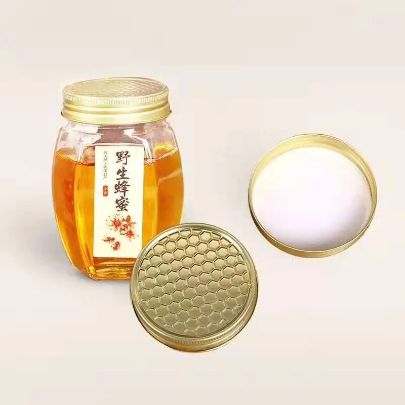 

Ready to ship 550ml Hot sale glass honey jar for food storage with different color metal lid