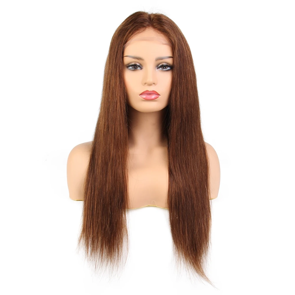 

Party color wigs natural hairline 150% density silky straight virgin human hair wig brown 360 lace wig, All colors