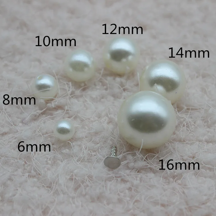 Manual setting 8mm ABS pearls rivet , pearls button