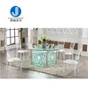 clear round led light glass party dining table led stainless steel wedding dining table