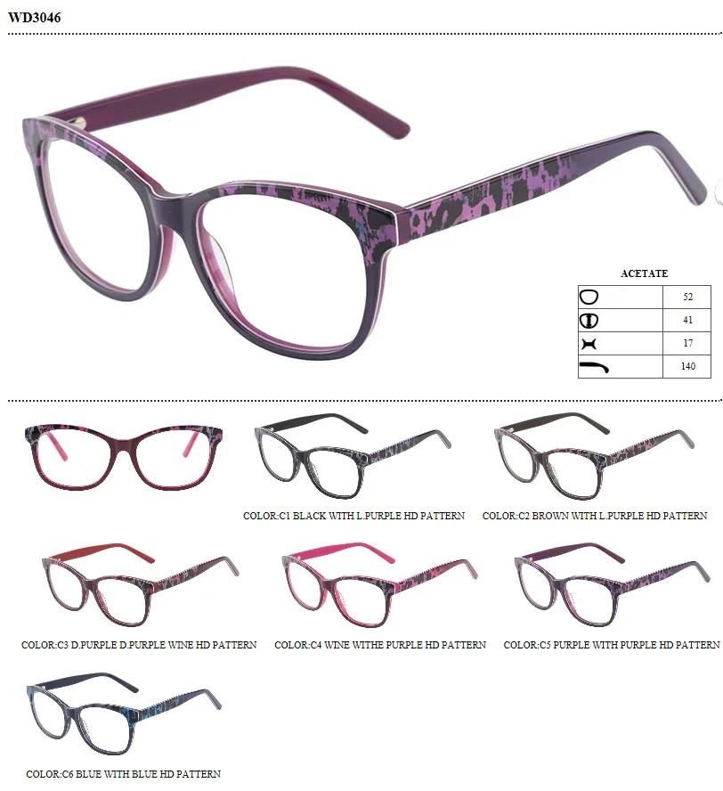 Italian Design Eyeglasses Hd Pattern Acetate Optical Frames Eyewear