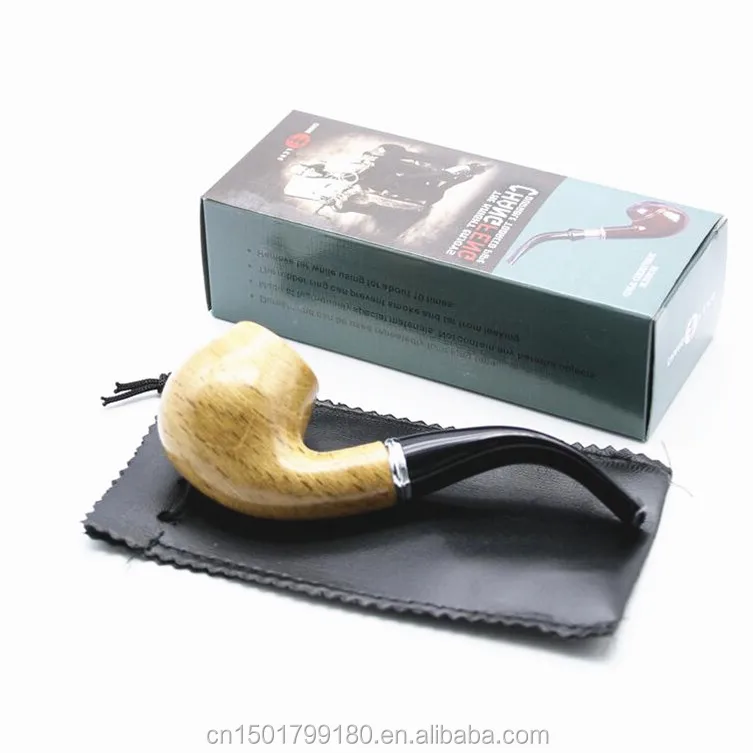 

EKJ-1001 Yellow Short Solid Wood Smoking Pipes 140MM Durable Tobacco Pipes Black Cigar Holder Filter Retail Package Wholesale