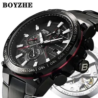 

BOYZHE Premium Black Strap Luminous Full Automatic Mechanical Big Watch