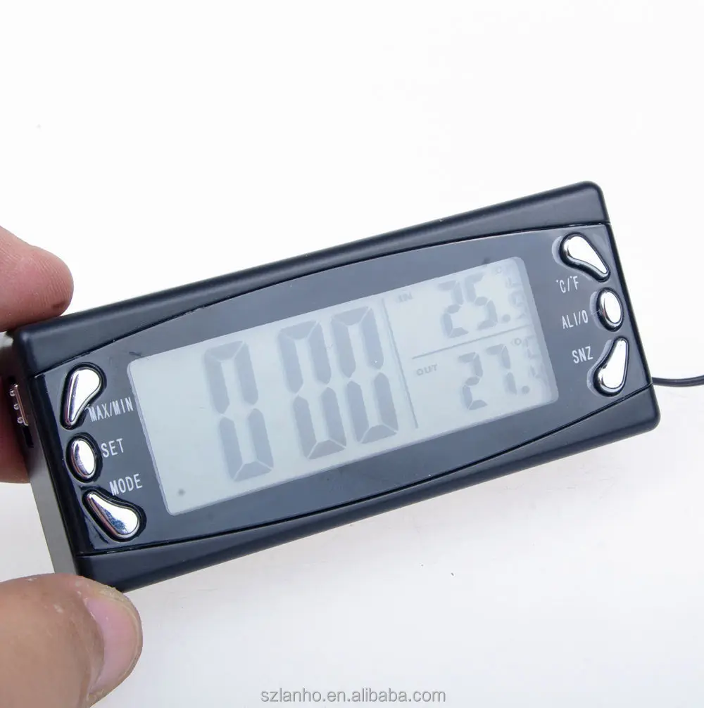 2017 New Lcd Car Outside And Inside Alarm Auto Digital Clock 12v