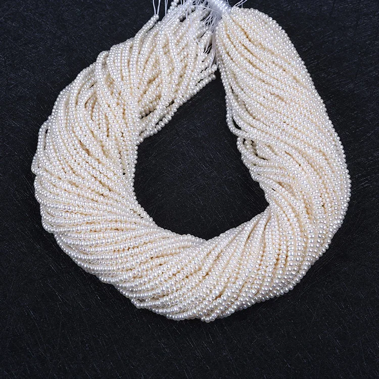 

AAA White Button Shape Pearl Beads strings
