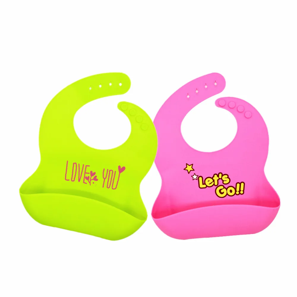 

BHD Wholesale Custom Color Printed FDA BPA free Waterproof Baby Silicone Bib Set, Blue;pink;green or customized