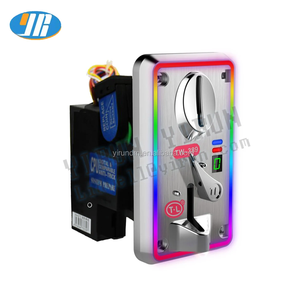 

TW-389 Coin Acceptor CPU Comparison Colorful flash LED front panel Coin Selector, Picture