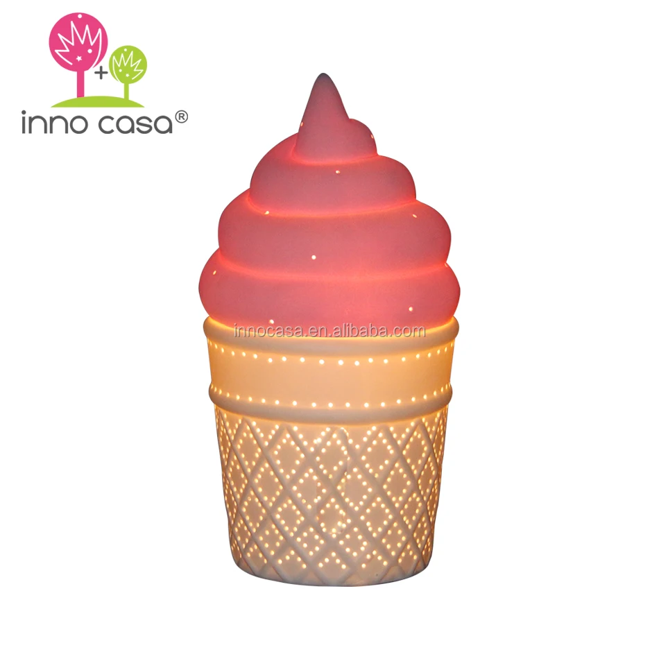 hot item sweet ice cream lamp ceramic soft yellow base table