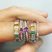 

rainbow cubic zirconia ring gold plated 2019 new arrived finger cocktail fashion jewelry rings