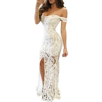 

Wholesale Formal Sexy Evening Gown Women White Lace Evening Dress Long