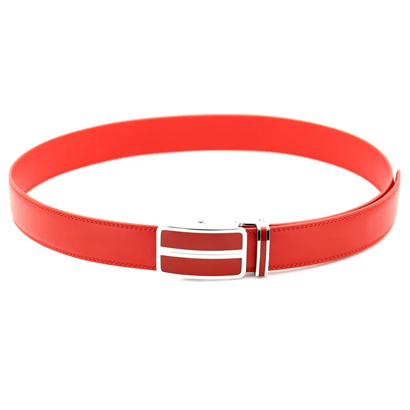 New Design Genuine Leather Belt Red Color Men's Automatic Buckle Belts ...