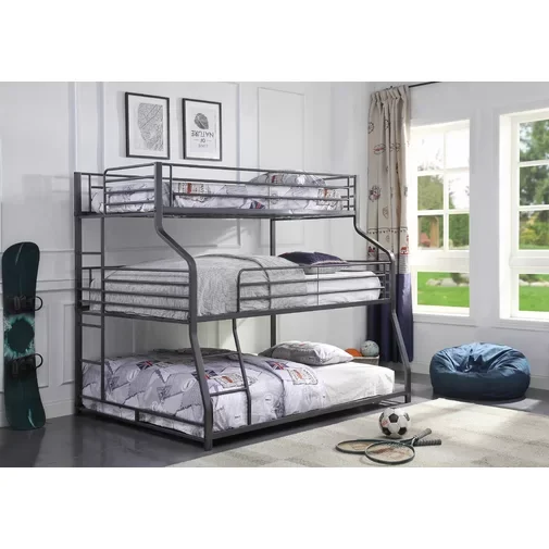 bunk bed with cot underneath