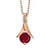 Classic and Elegant Style Round Red Ruby Rose Gold Pendant necklace