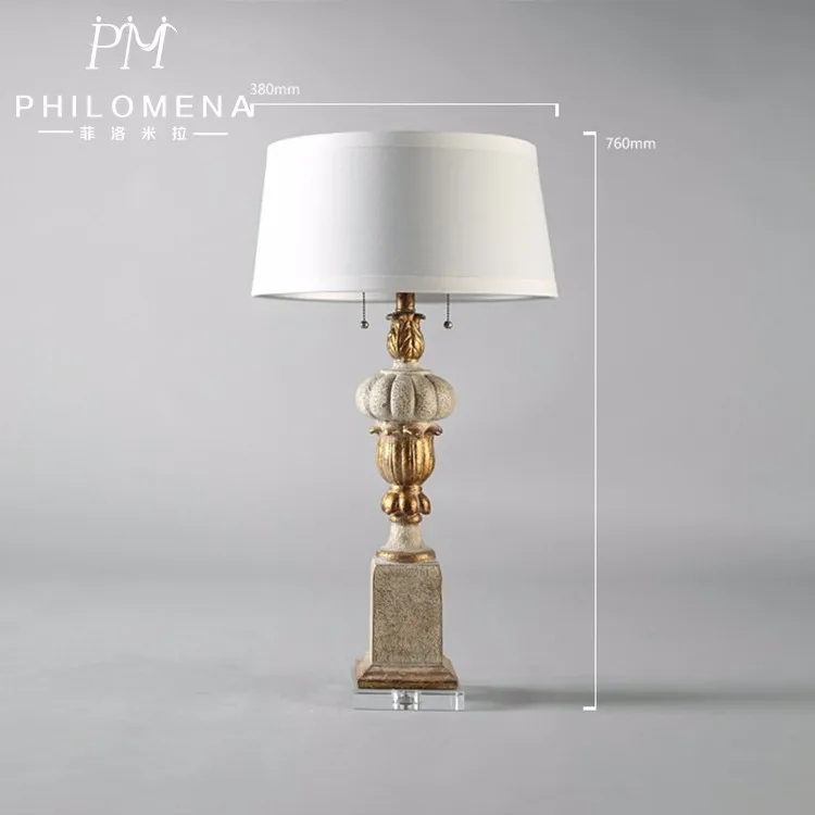 Wooden Base Bedside Table Lamp Gold Wooden Body White Fabric Shade Desk Lamp Hot Saling For Old