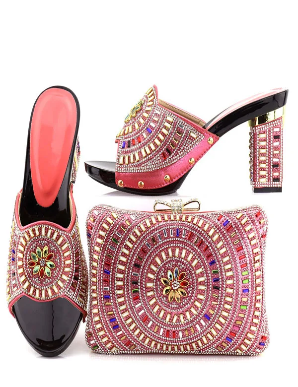 

High heel for dresses 9cm high heel shoes women italian shoes and bag set for african party YTH-15