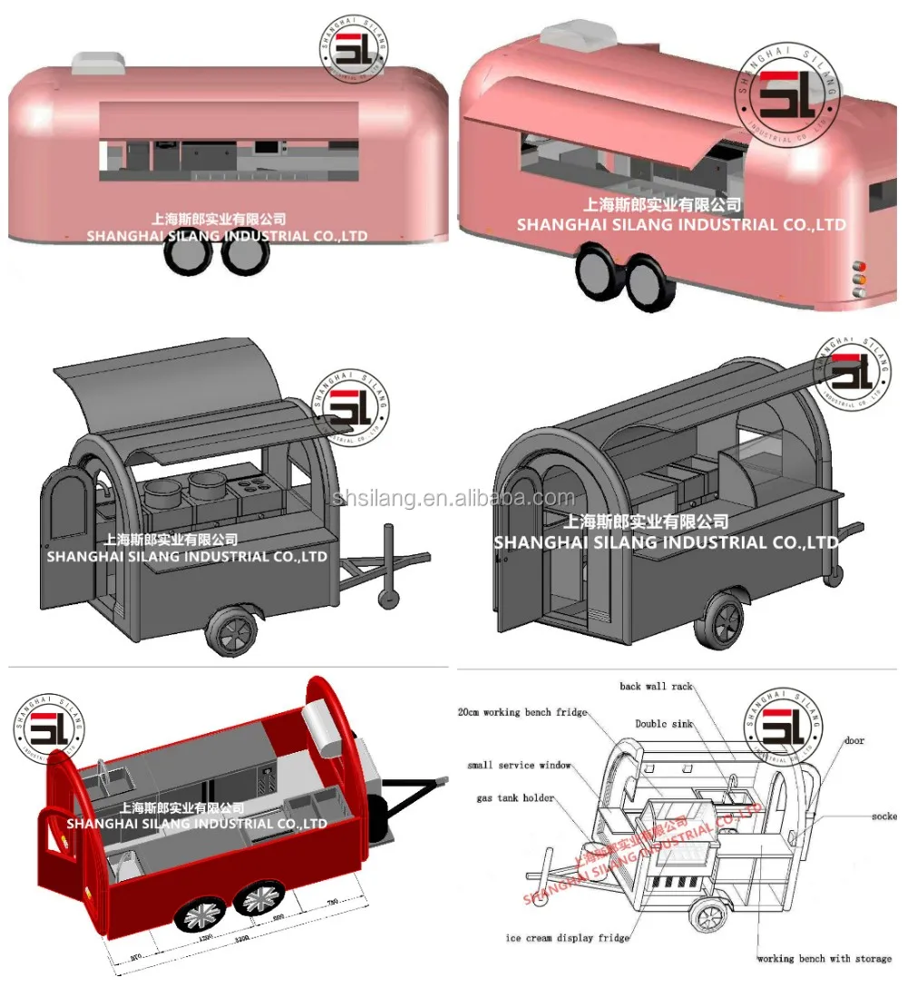 Outdoor Concession Food Trailer, Mobile Fast Food truck factory