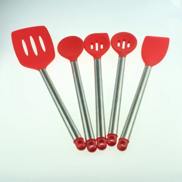 5 PCS kitchen tools silicone cooking utensil stainless steel turner set