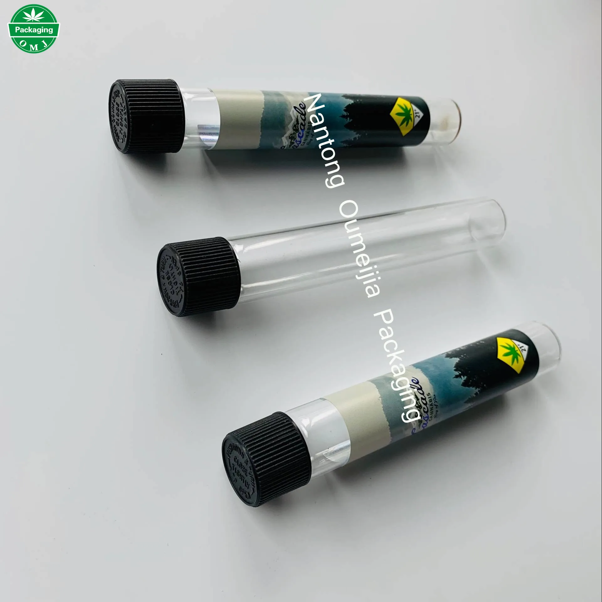 Custom Paper Doob Joint Weed Pre Roll Glass Tube With Child Proof Cap