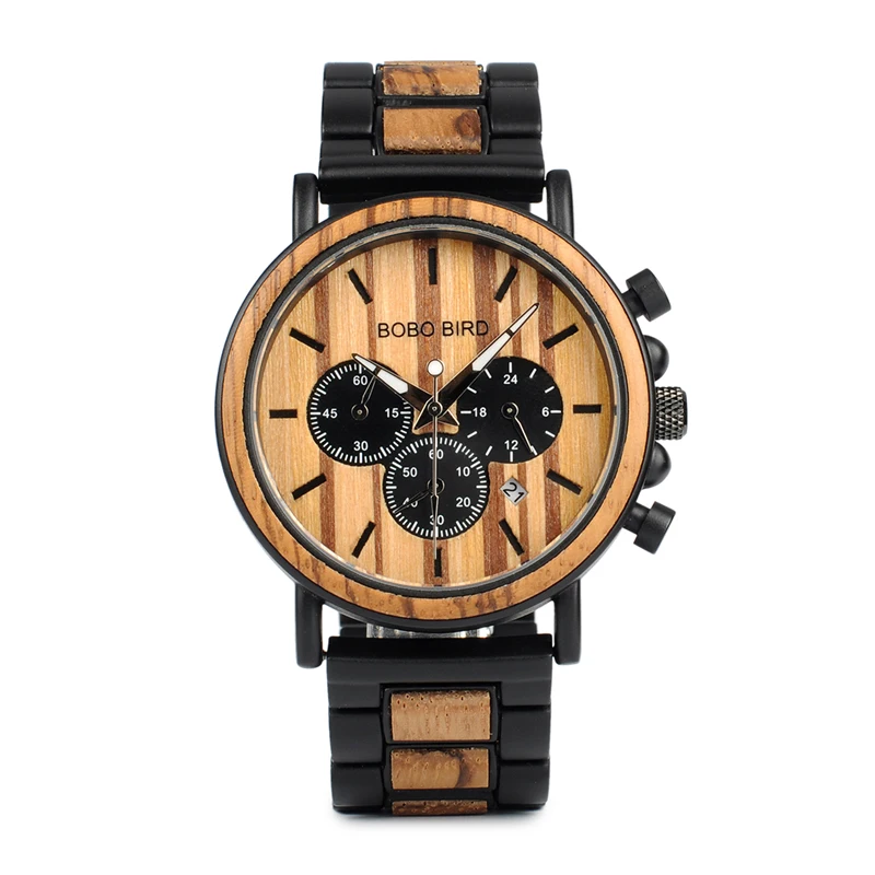 

BOBO BIRD hot sell wood watches men wrist with Stopwatch Chronograph function, Picture