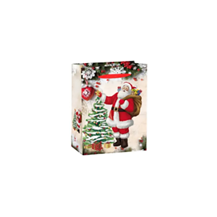 High Quality Foldable Customized Size Printing Christmas Paper Bags With Rope Handle