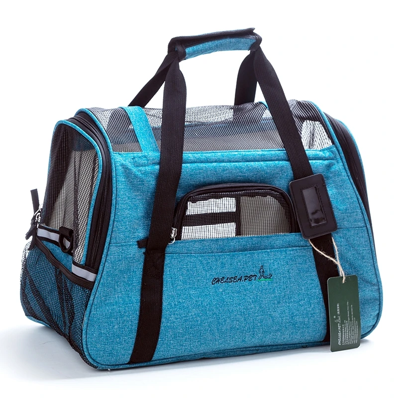 

portable outdoor puppy cat travel bag carrier cages bag with fleece bed, Navy blue grey orchoose from our color card