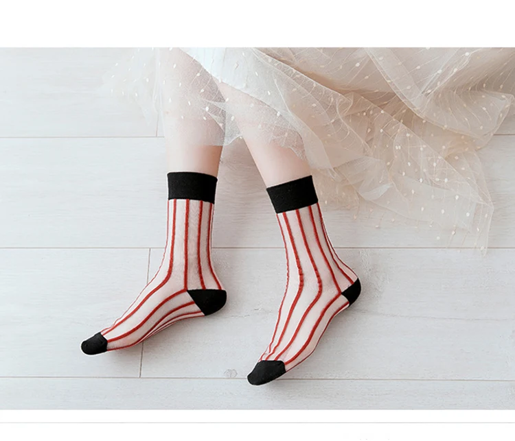 buy 尼龙袜女性,条纹船员袜子,女性透明袜子 product on alibaba