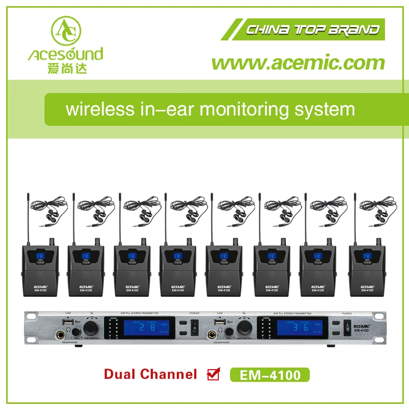 

Professional dual stereo wireless in ear monitor system EM-4100 8*receivers free shipping, N/a