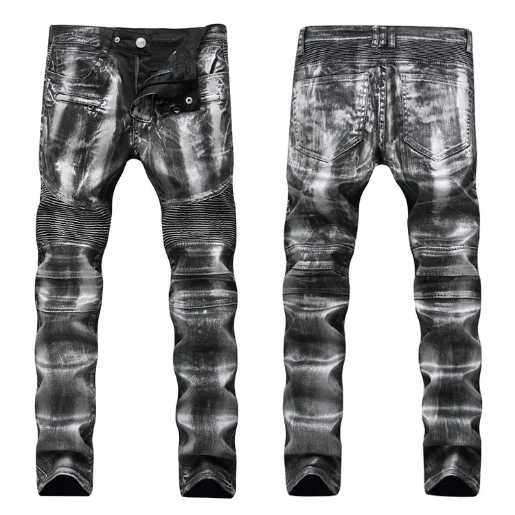 

fashion brand men's casual jeans male slim solid color autumn cozy thin style personality hole long pants, Picture