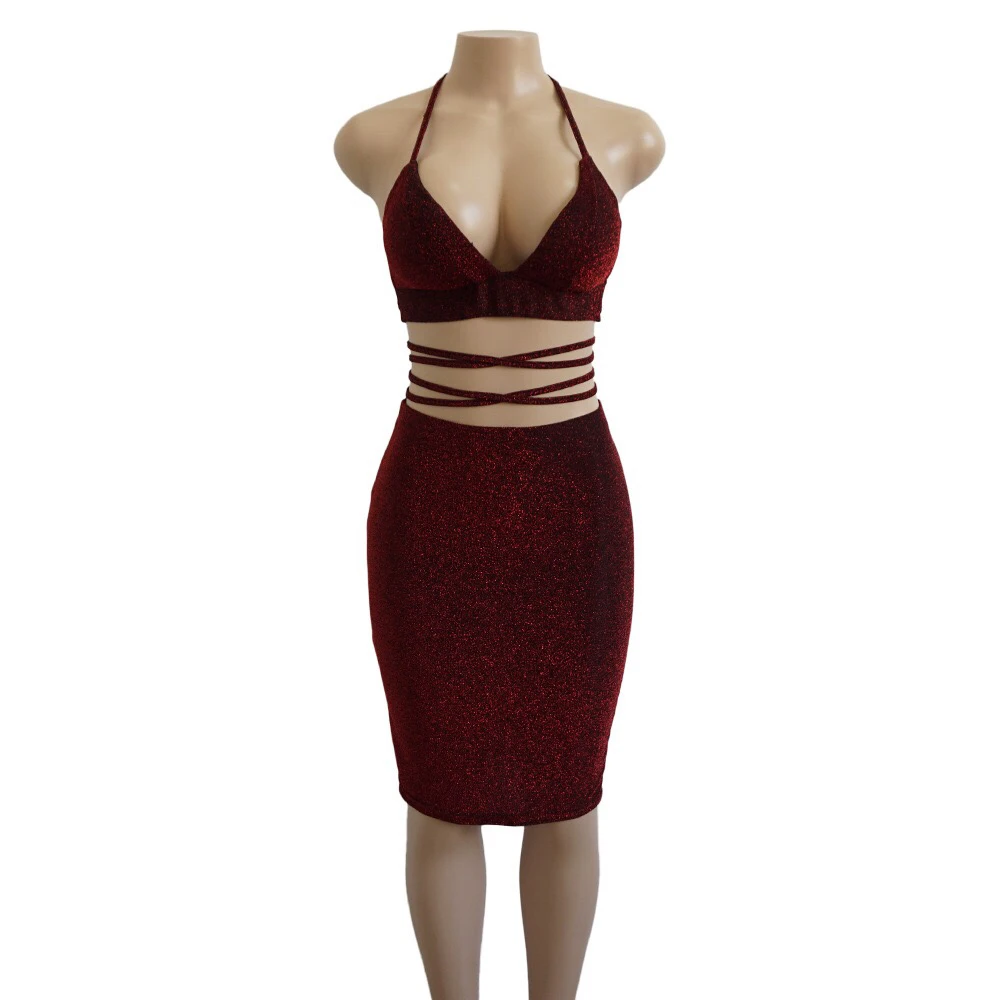 

High Quality Wholesale Two Piece Dress Set Fashion Dresses Night Club Dresses Sexy, As picture