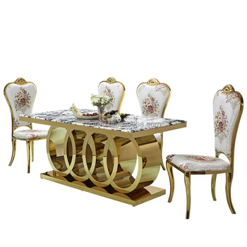 Luxury Marble Dining Table With Gold Stainless Steel Legs - Buy Marble