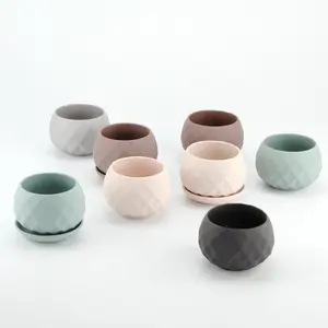 New design saucer attached flower pots / ceramic pots for succulents