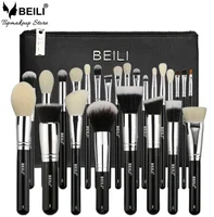 

BEILI Professional Cosmetic Black Makeup Brush Foundation Eyebrow Natural Goat Synthetic Hair 25PCS Makeup Brush Set Stock