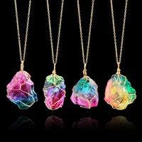 

fashion gold-plated irregular natural stone druzy pendant necklace