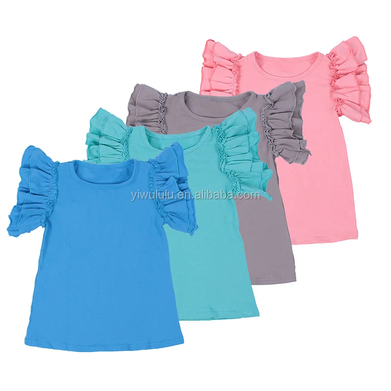 

Pictures Of girls Cotton Tops Soild Color Flutter Sleeve Latest Tops Designs Girls, Picture