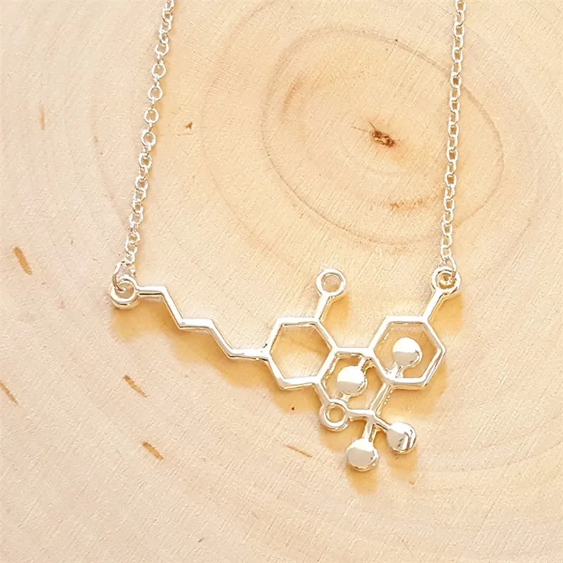 

THC Molecule Necklace Cannabis Medical Marijuana CBD Pot Weed Molecule Necklace Science Gift Graduation Anniversary