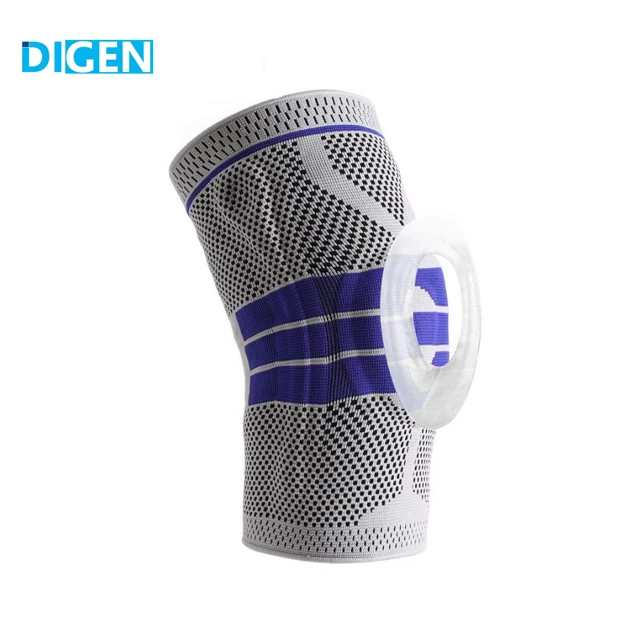 

Whole network lowest price elastic sport basketball nylon silicon athletics knee compression sleeve pad support brace, Black/blue/red