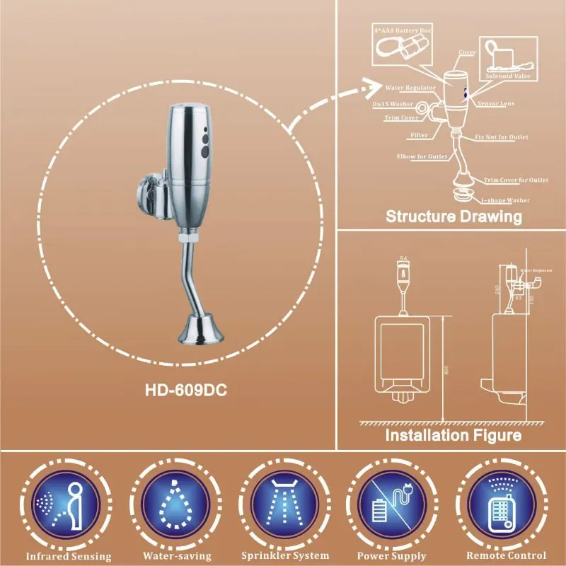 automatic urinal flush valve-609