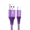Factory direct sales high quality 1m type-c usb cable 2.4A high speed charging cable for Android nylon braided type c data cable
