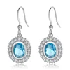 Silver Blue Crystal Earrings With Blue Stones Cubic Zirconia Women's Earings Boucle D'oreille Femme HS-WL-E309