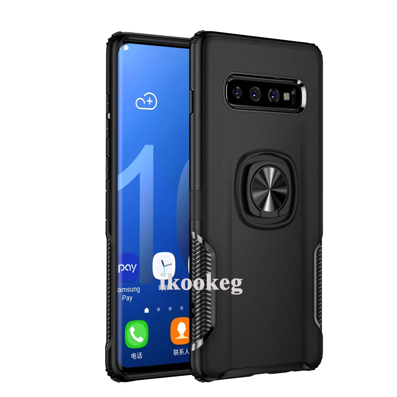 

2019 Ring Stand Magnetic Phone Case 360 Ring Holder TPU PC Shockproof Back Cover For Samsung Galaxy S10 S10 Plus S10 Lite, N/a
