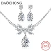 Wholesale 925 Sterling Silver Lolita Gothic CZ teardrop Jewelry Sets Necklace Earrings Set for Women