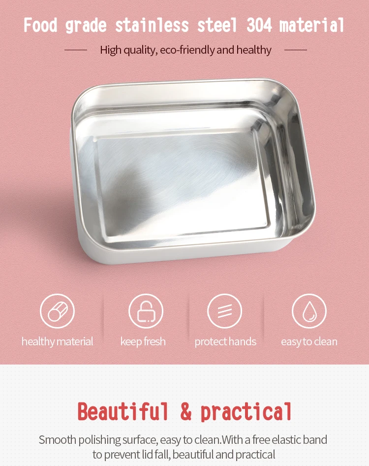 Nicety best custom stainless steel food storage container 100% bamboo lid gift box products with elastic band 2 bamboo bento box.jpg