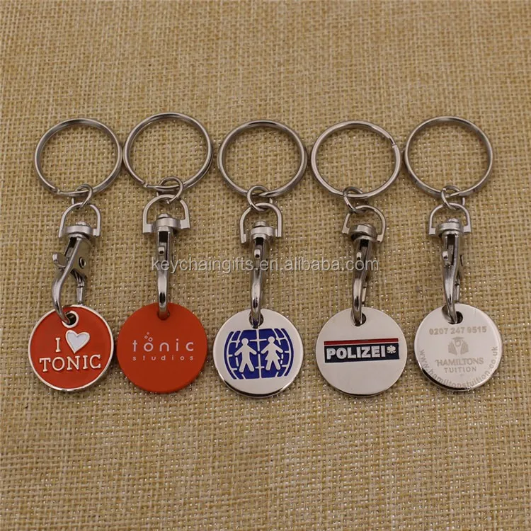 Custom Metal Soft Enamel Shopping Trolley Coin Token Keyring - Buy 