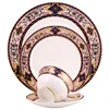 Wedding tableware Restaurant ceramic dinner dishes pink colorful charger plates Wholesale hotel Bone china gold dinnerware set